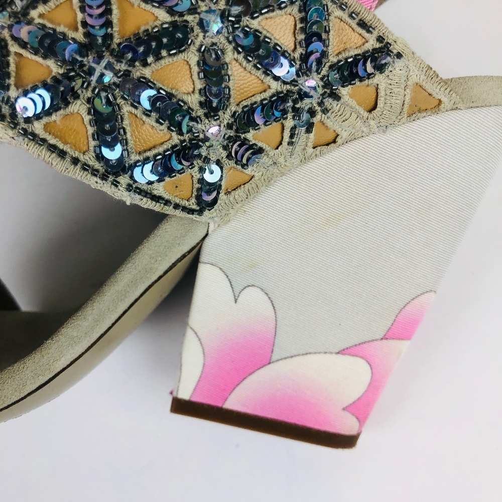 Dries Van Noten Sequin Floral Iridescent Heels - Picture 3 of 8